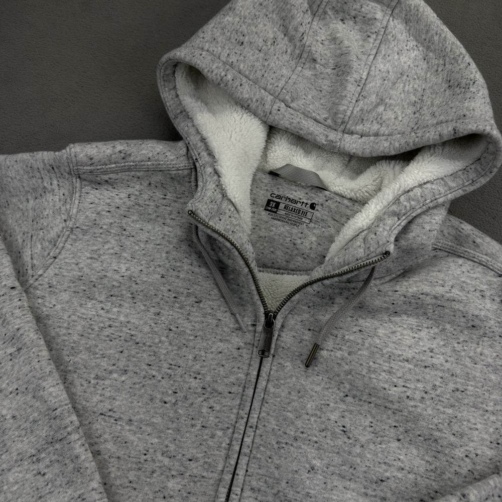 Carhartt Clarksburg Sherpa Lined Zip Hoodie Jacket Womens 3X 22-24 Heather Gray